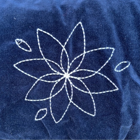 Boho Velvet Patchwork Embroidered Throw Blanket Colorblock Floral 49x60 FLAWS - Picture 8 of 16